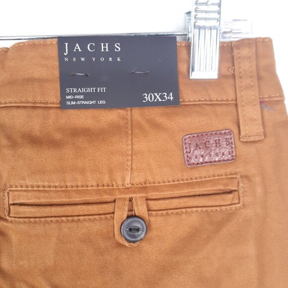 JACHS NEW YORK Pants Straight Fit Chino Mid Rise Mens Copper Brown Casual - Picture 5 of 12